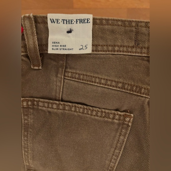 Free People We The Free Brown Xena High-Rise Slim Straight Leg Jeans Size 25 - Picture 7 of 15